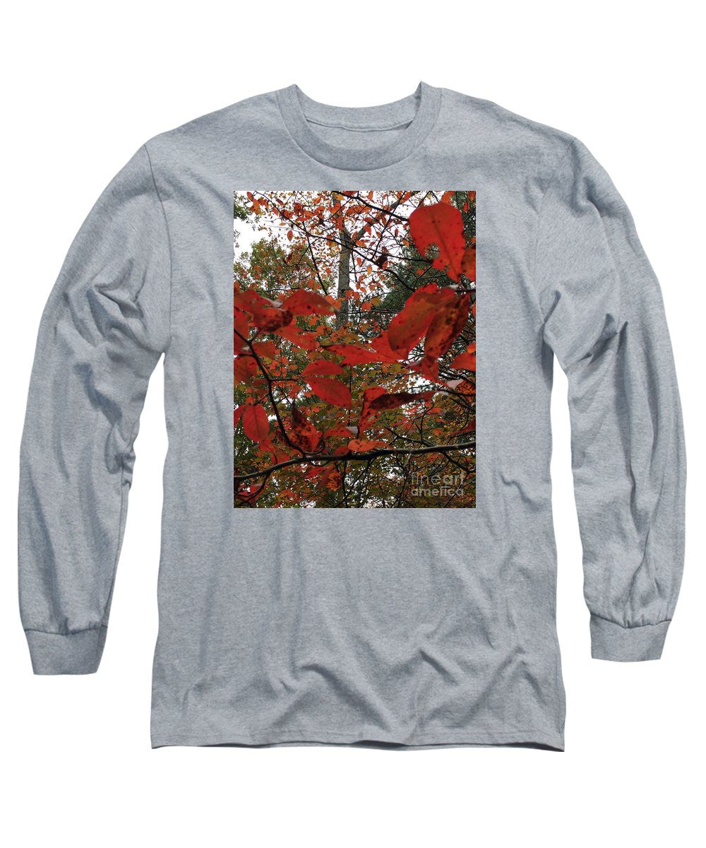 Long Sleeve T-Shirt - Autumn Leaves In Red