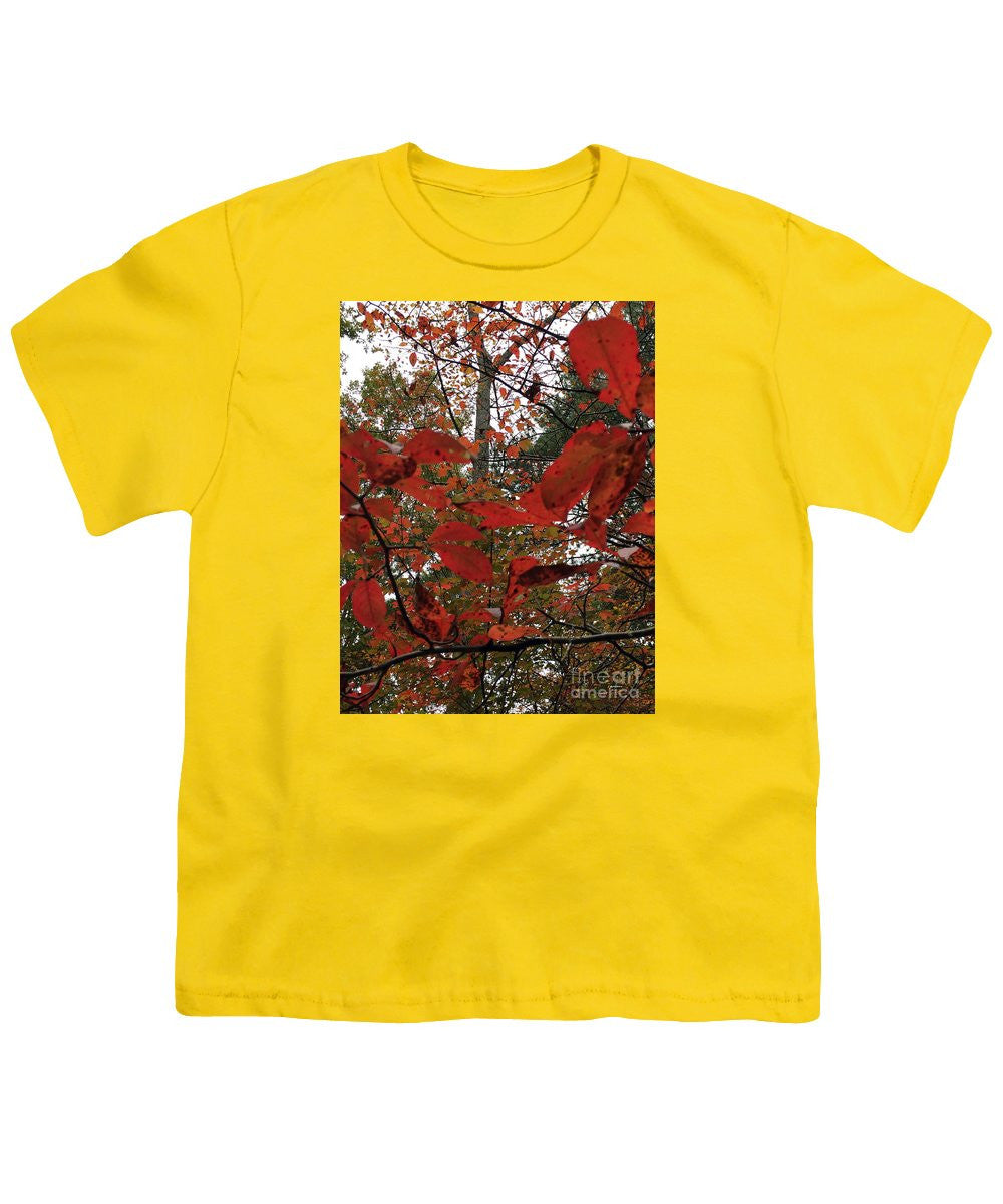 Youth T-Shirt - Autumn Leaves In Red