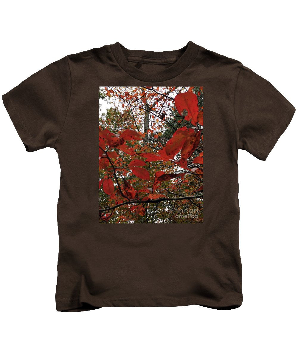 Kids T-Shirt - Autumn Leaves In Red