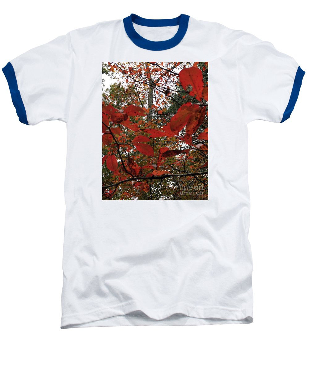 Baseball T-Shirt - Autumn Leaves In Red