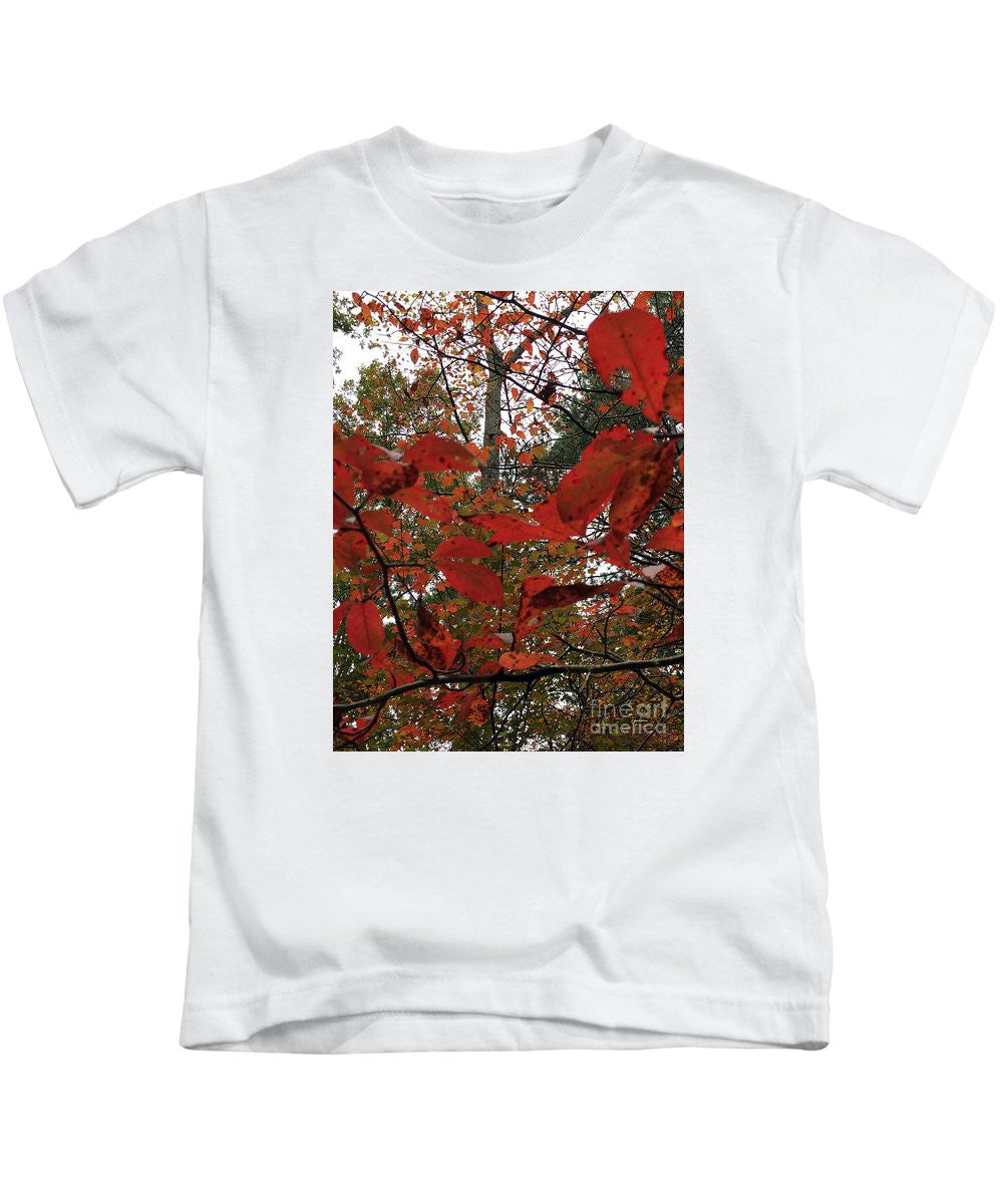 Kids T-Shirt - Autumn Leaves In Red