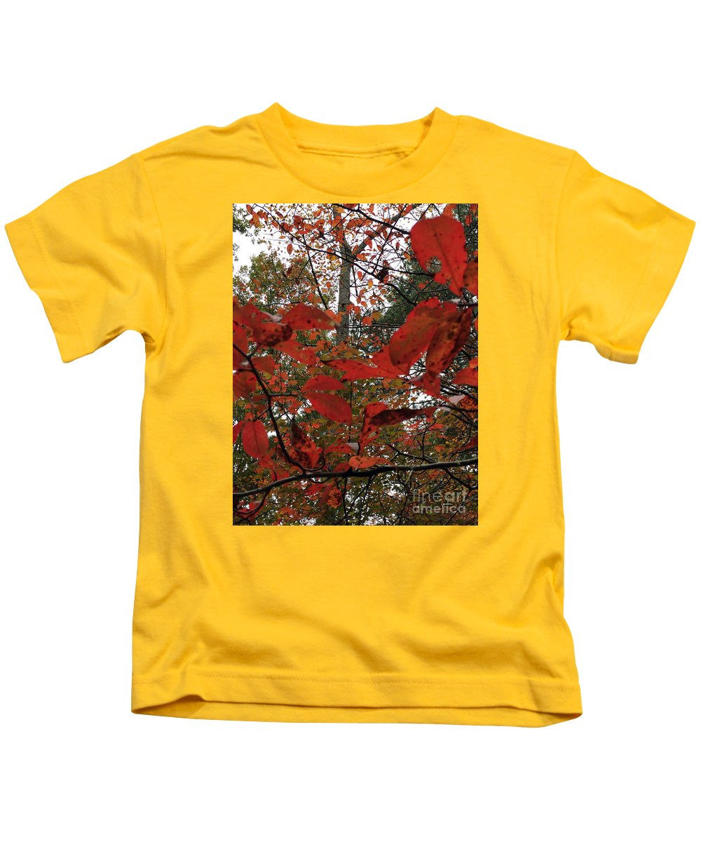 Kids T-Shirt - Autumn Leaves In Red