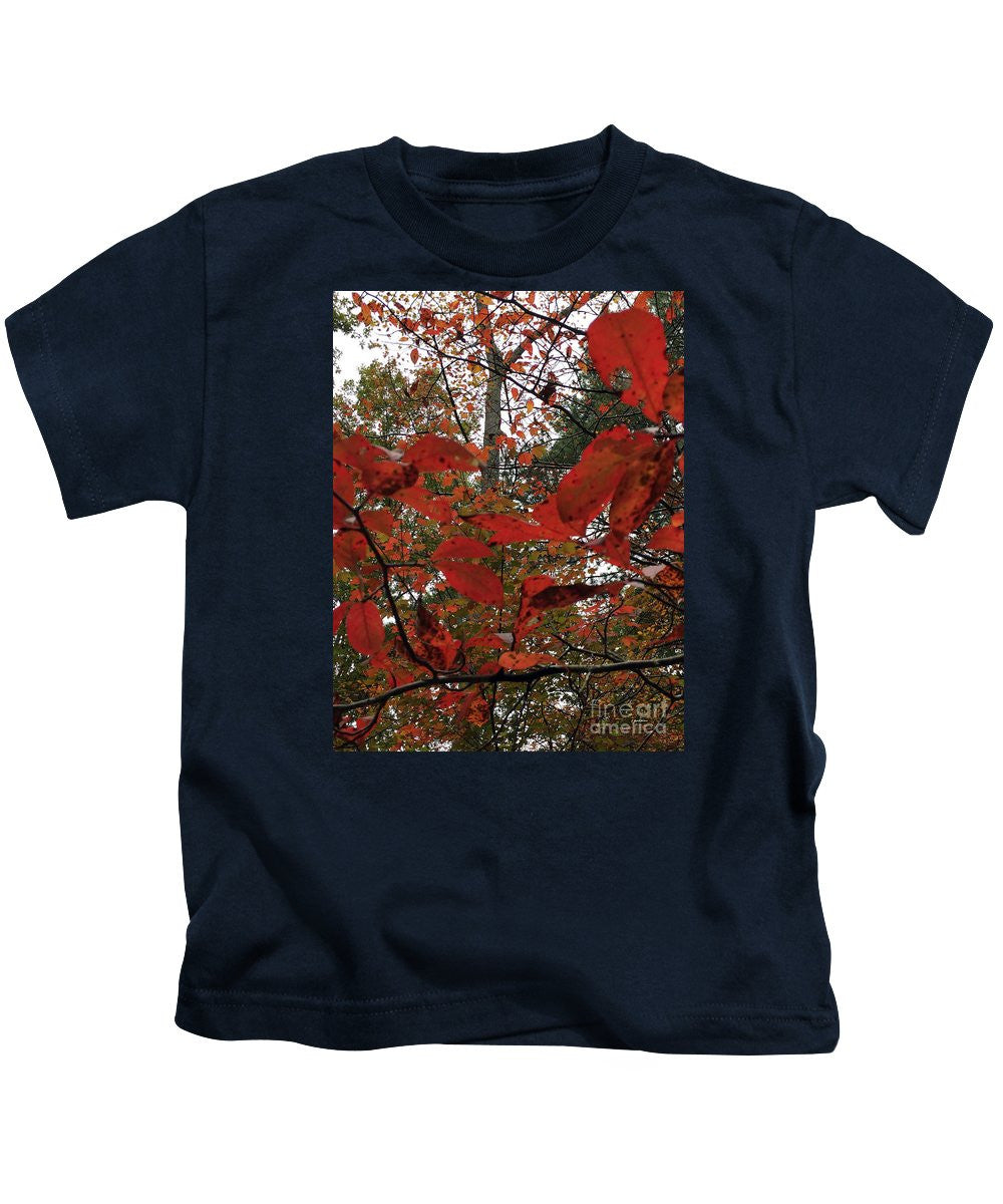 Kids T-Shirt - Autumn Leaves In Red