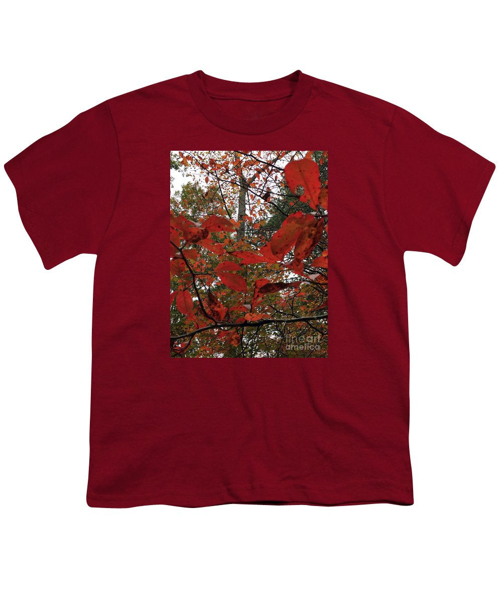 Youth T-Shirt - Autumn Leaves In Red