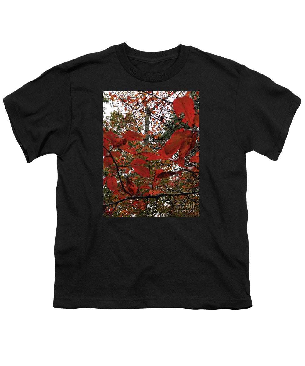 Youth T-Shirt - Autumn Leaves In Red