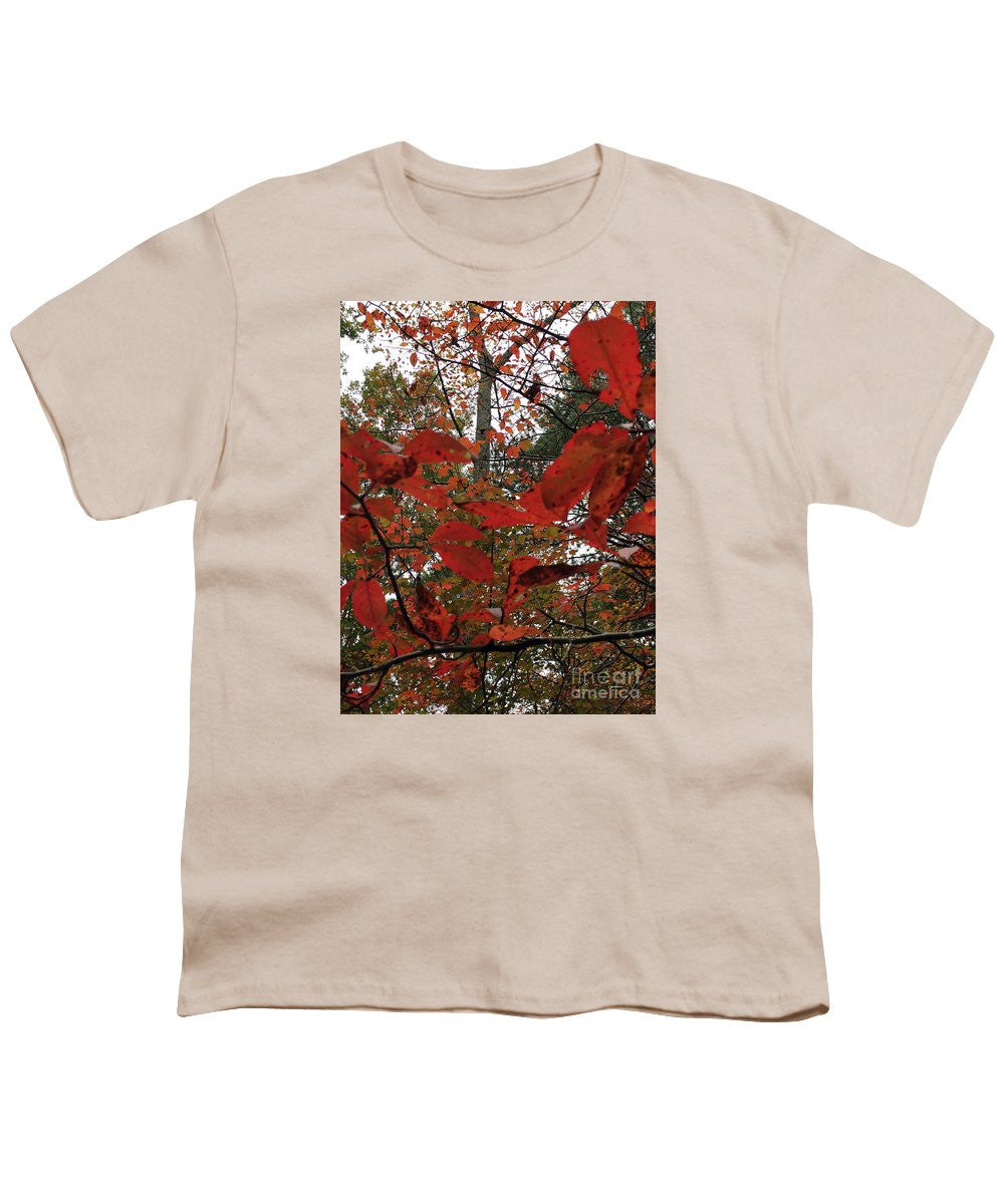 Youth T-Shirt - Autumn Leaves In Red