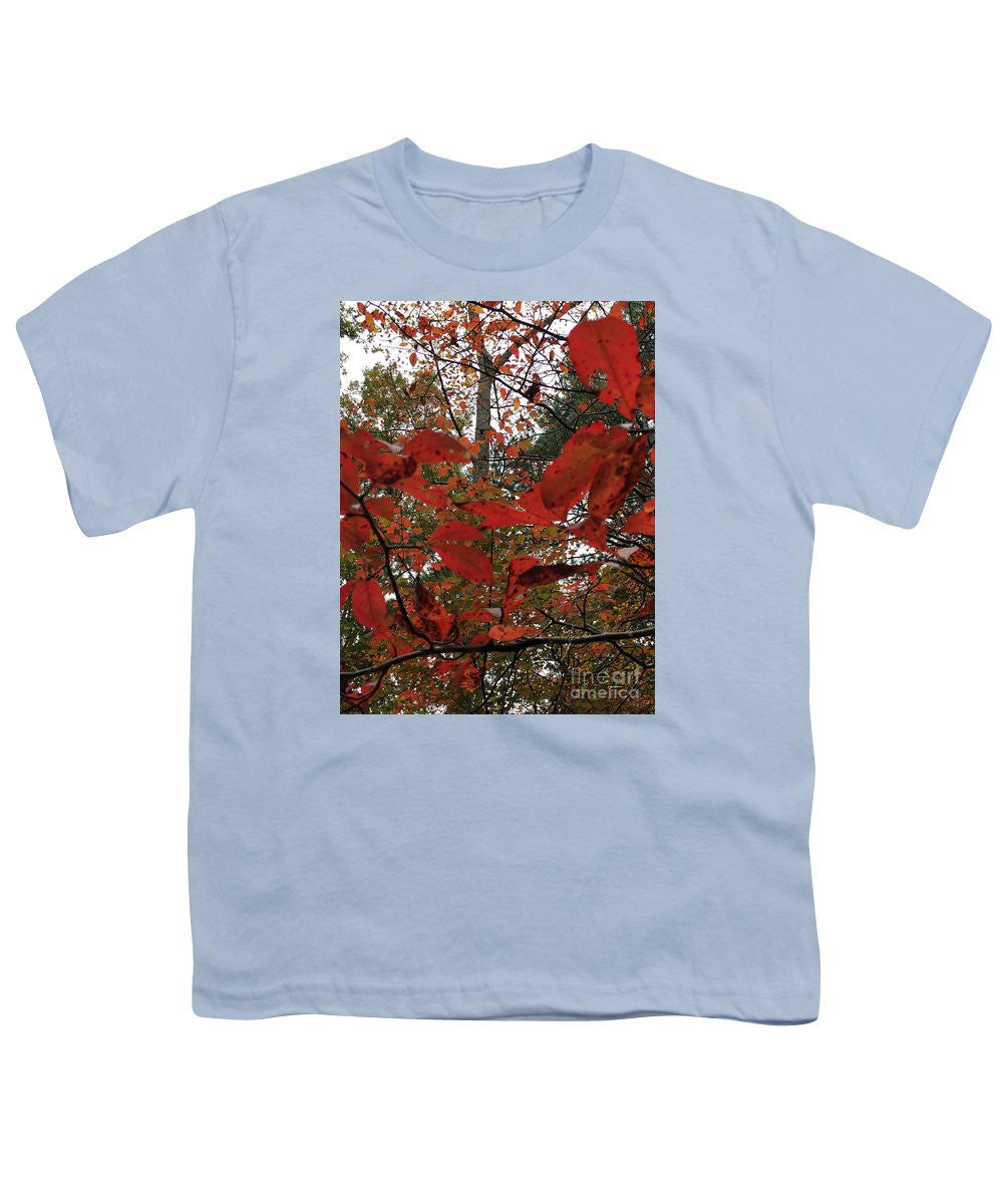 Youth T-Shirt - Autumn Leaves In Red