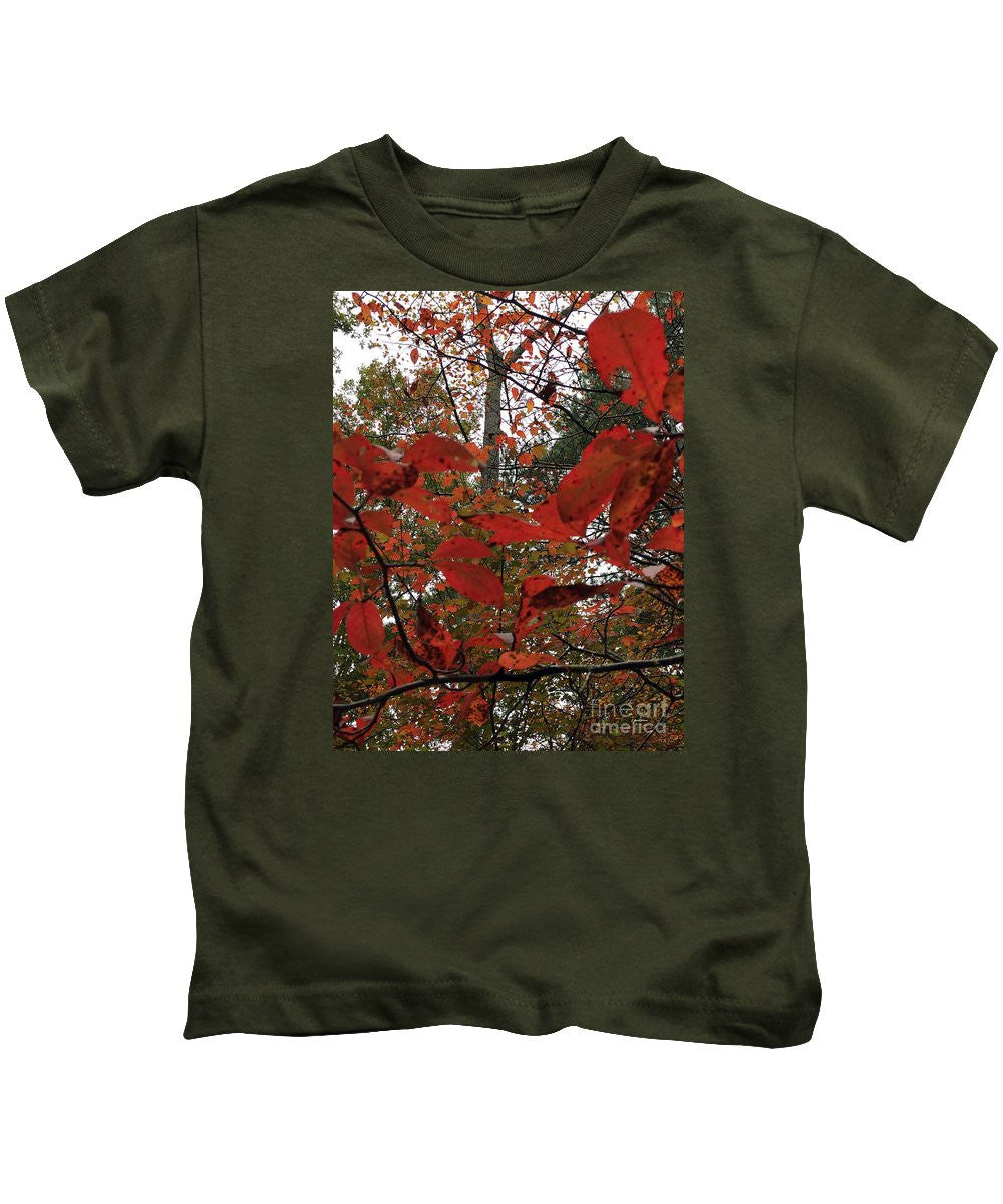 Kids T-Shirt - Autumn Leaves In Red