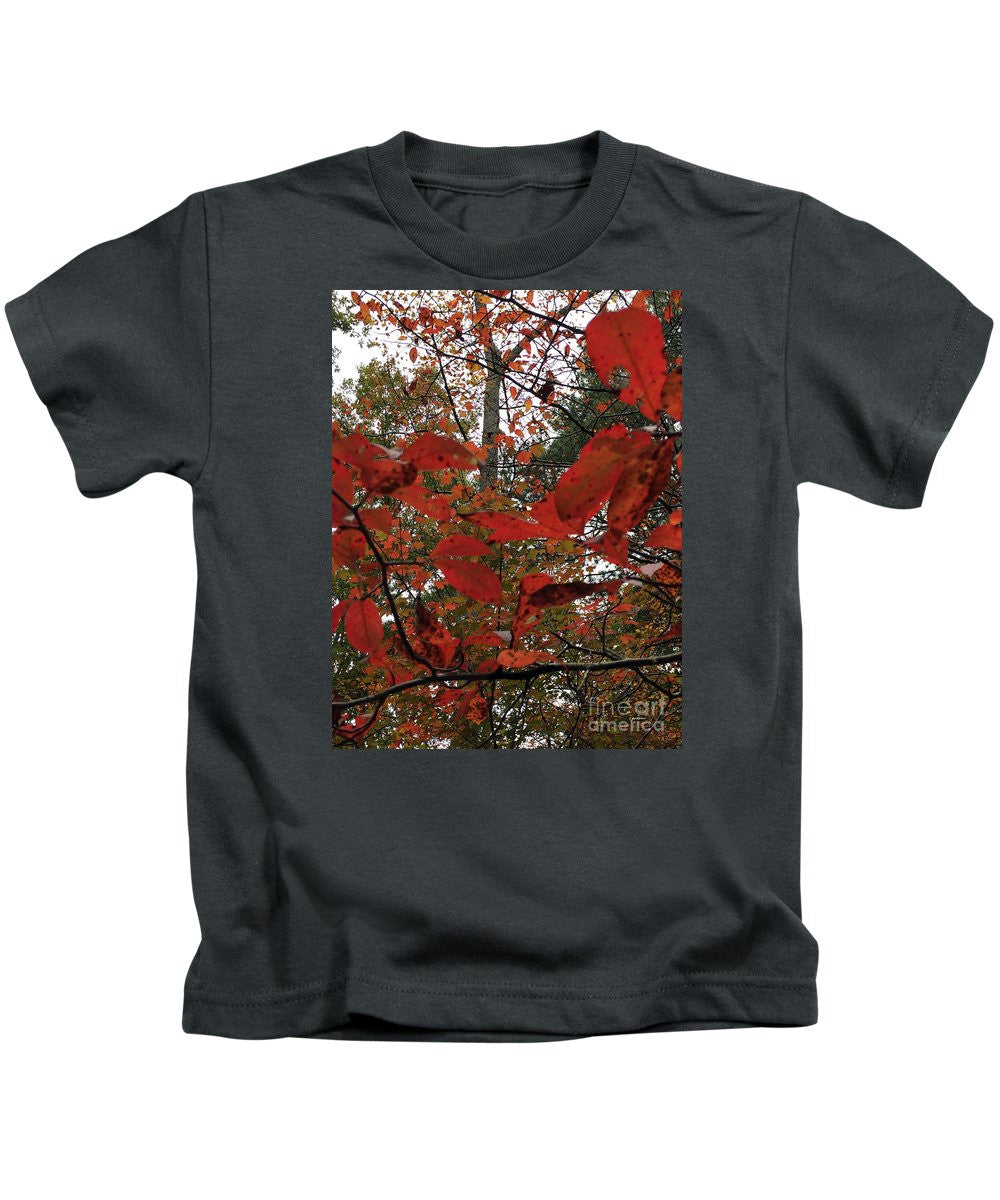 Kids T-Shirt - Autumn Leaves In Red