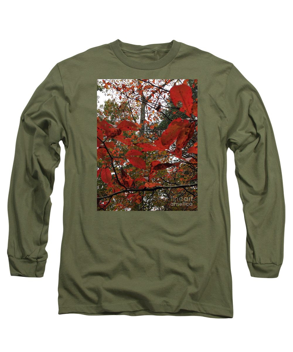 Long Sleeve T-Shirt - Autumn Leaves In Red