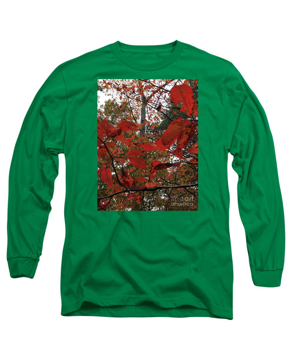 Long Sleeve T-Shirt - Autumn Leaves In Red