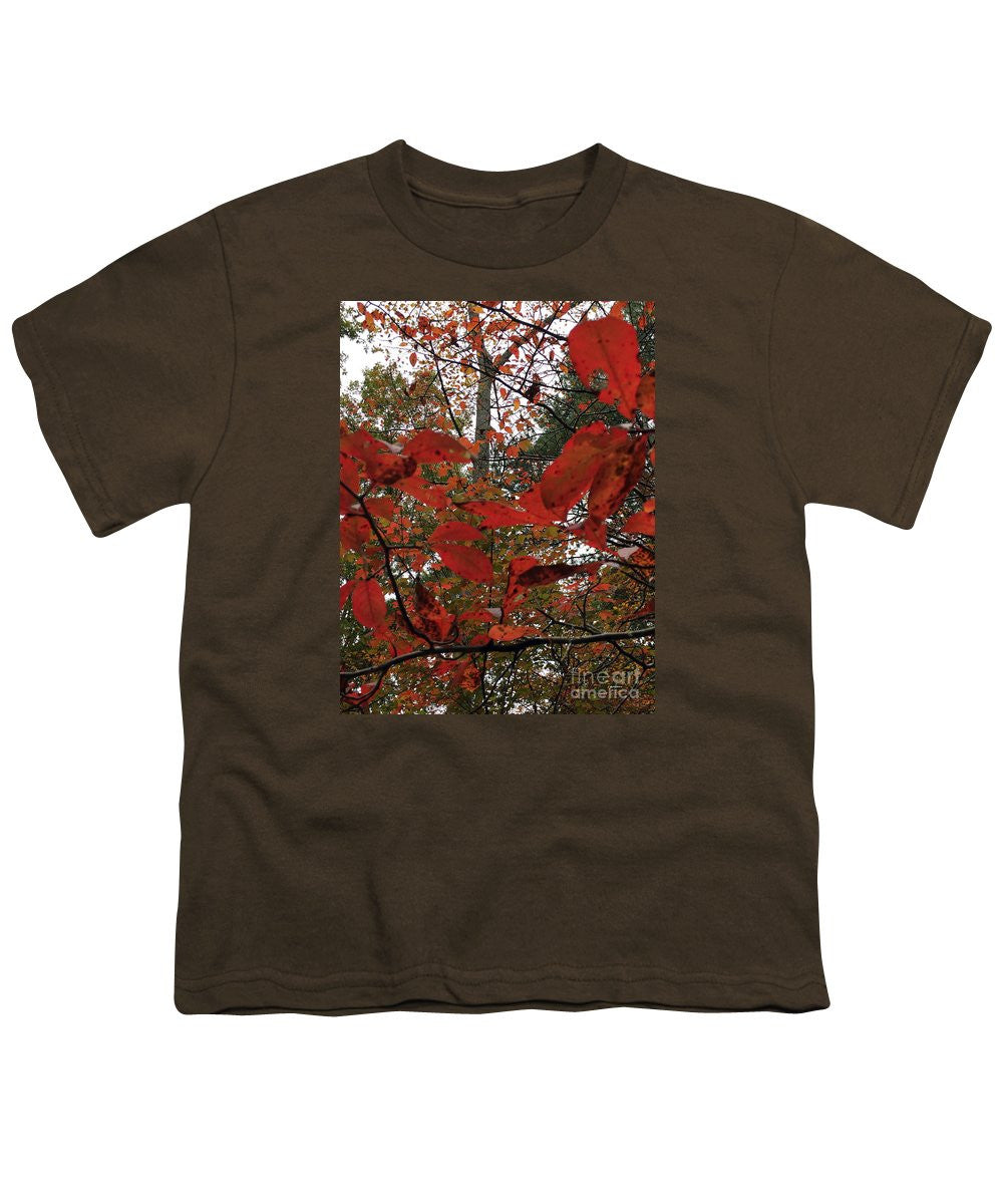 Youth T-Shirt - Autumn Leaves In Red