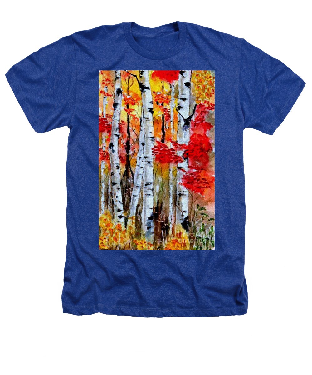 Birch Trees In Fall - Heathers T-Shirt