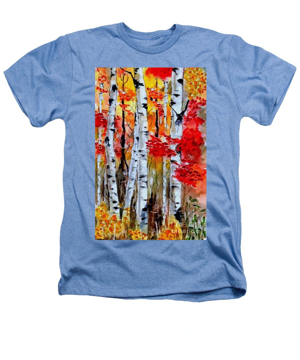 Birch Trees In Fall - Heathers T-Shirt