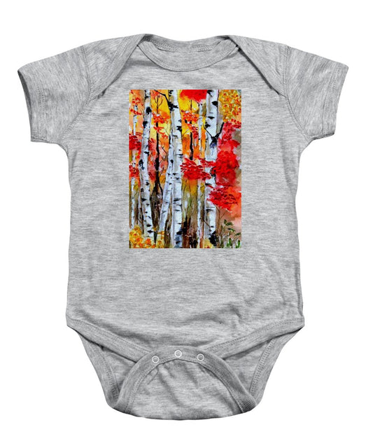 Birch Trees In Fall - Baby Onesie