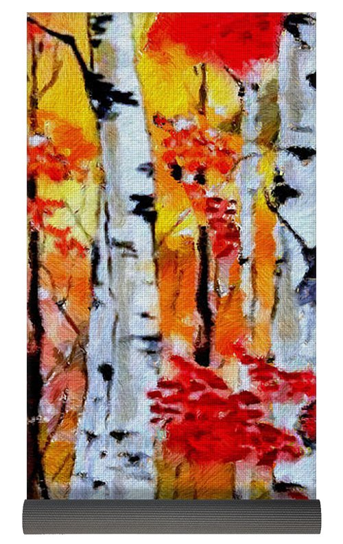 Birch Trees In Fall - Yoga Mat