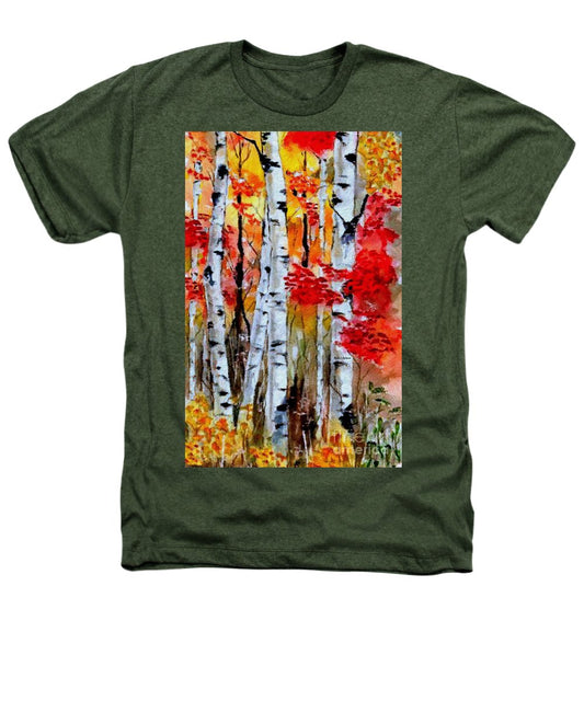 Birch Trees In Fall - Heathers T-Shirt