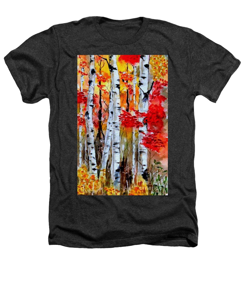 Birch Trees In Fall - Heathers T-Shirt