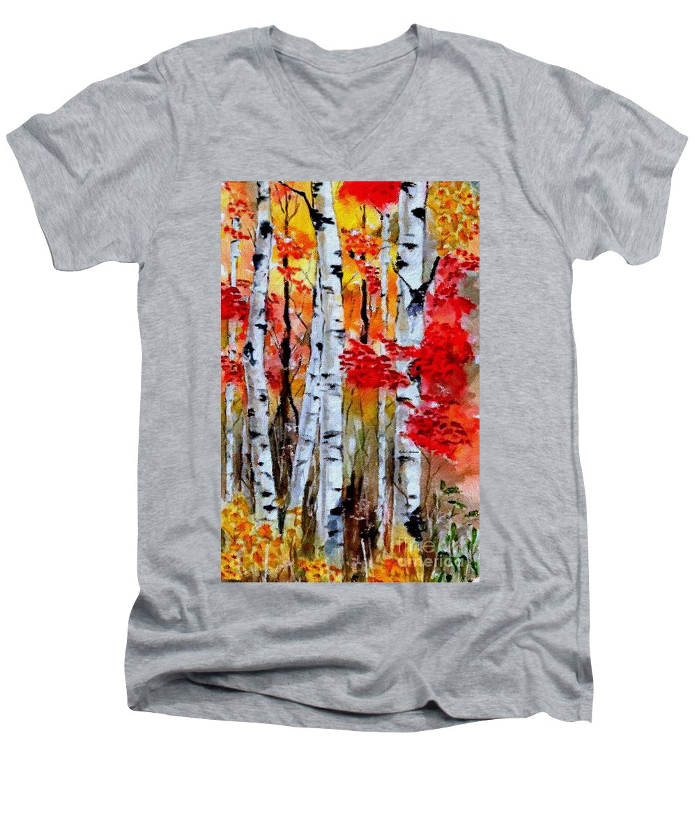 Birch Trees In Fall - Men's V-Neck T-Shirt