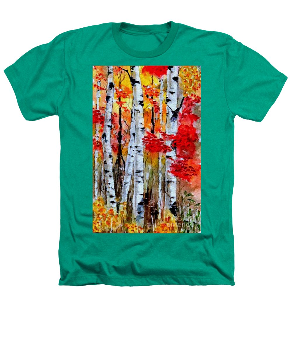 Birch Trees In Fall - Heathers T-Shirt