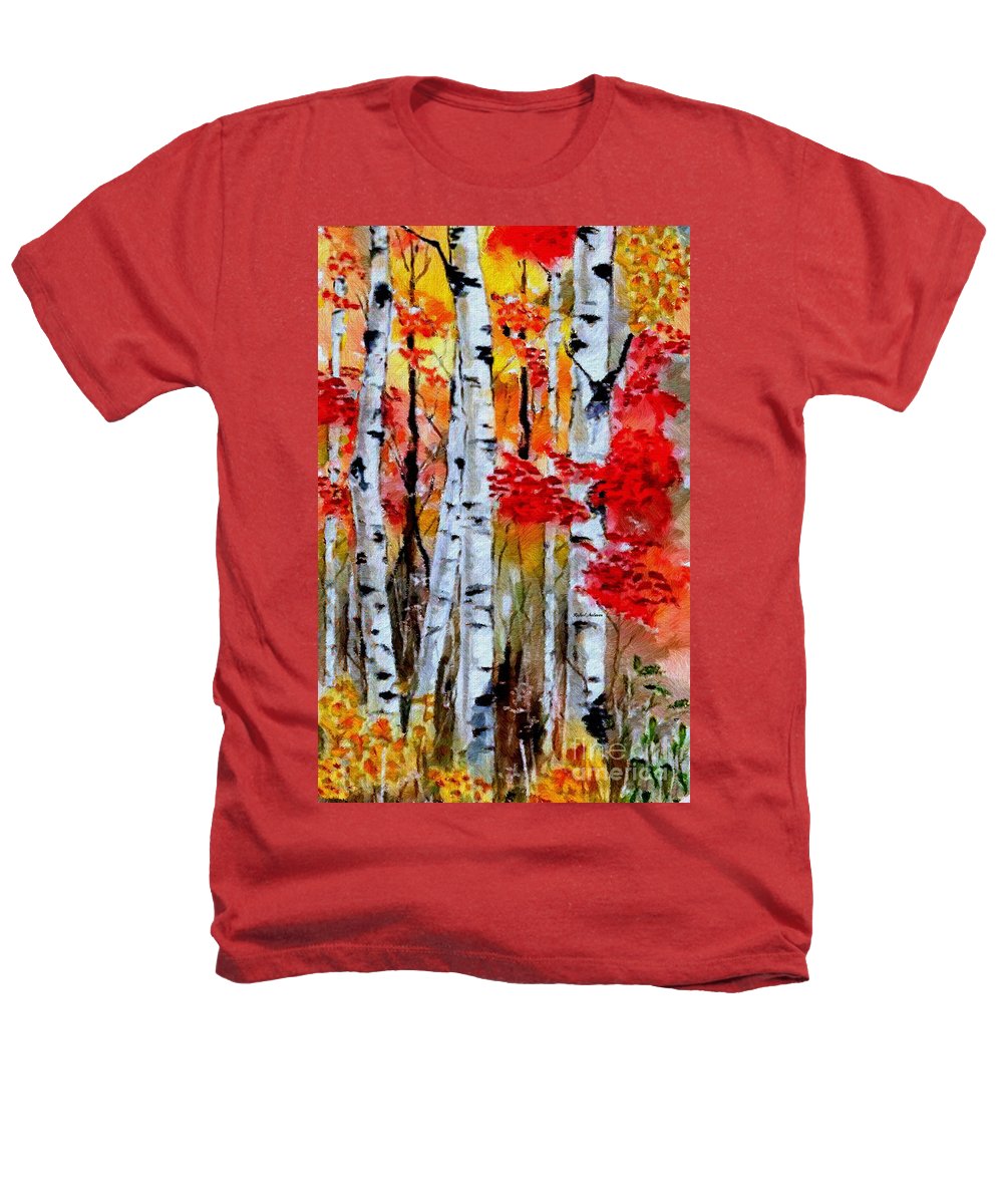 Birch Trees In Fall - Heathers T-Shirt