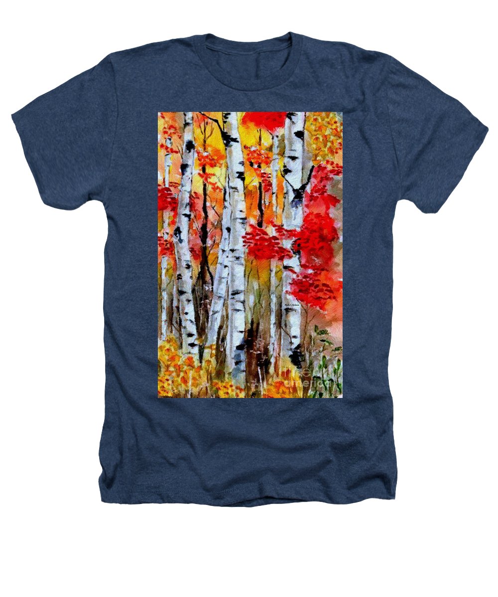 Birch Trees In Fall - Heathers T-Shirt