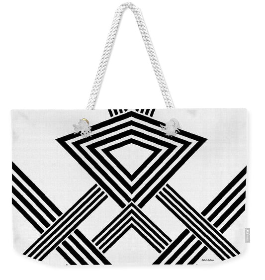 Sac fourre-tout de week-end à motif diamant noir et blanc