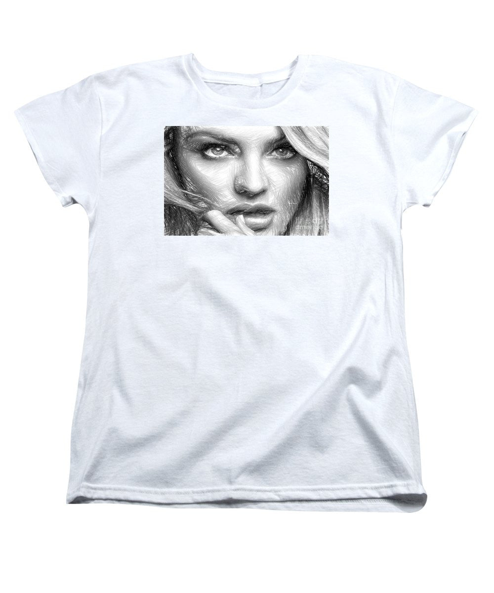 Women's T-Shirt (Standard Cut) - Black And White Drawing