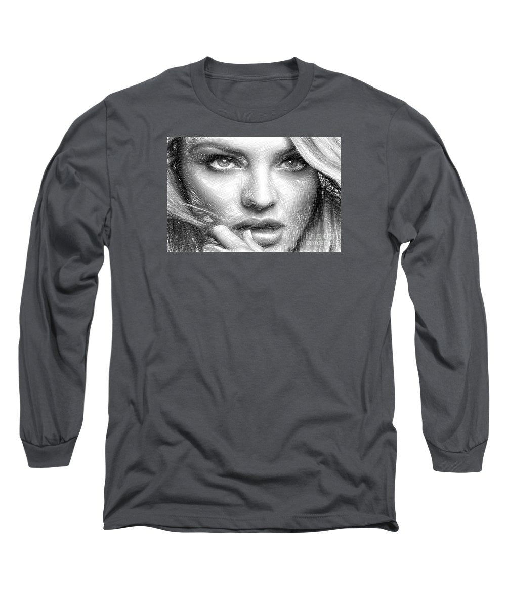 Long Sleeve T-Shirt - Black And White Drawing