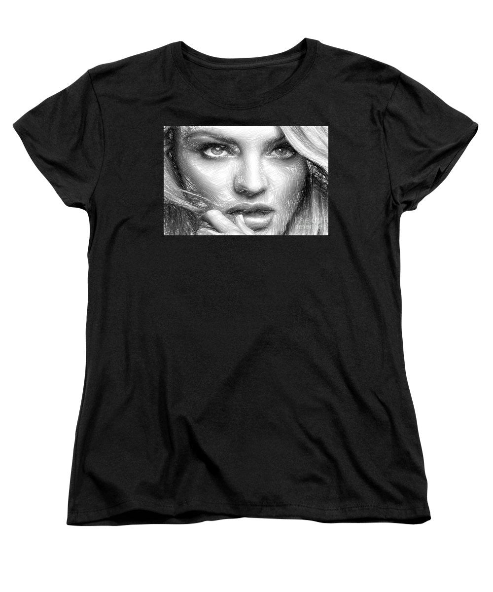 Women's T-Shirt (Standard Cut) - Black And White Drawing