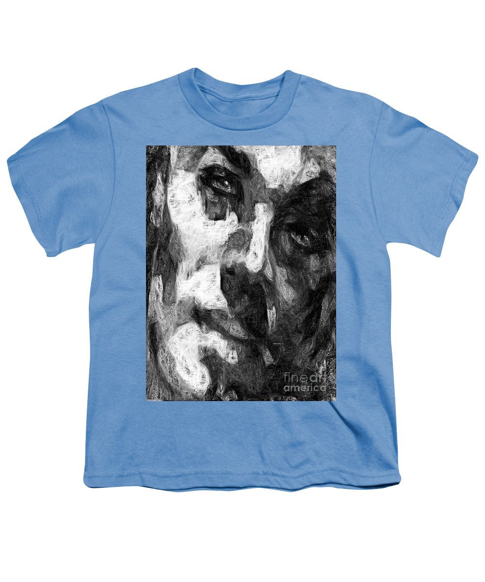 Youth T-Shirt - Black And White Male Face