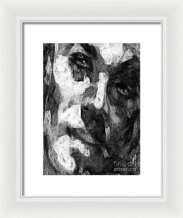 Framed Print - Black And White Male Face