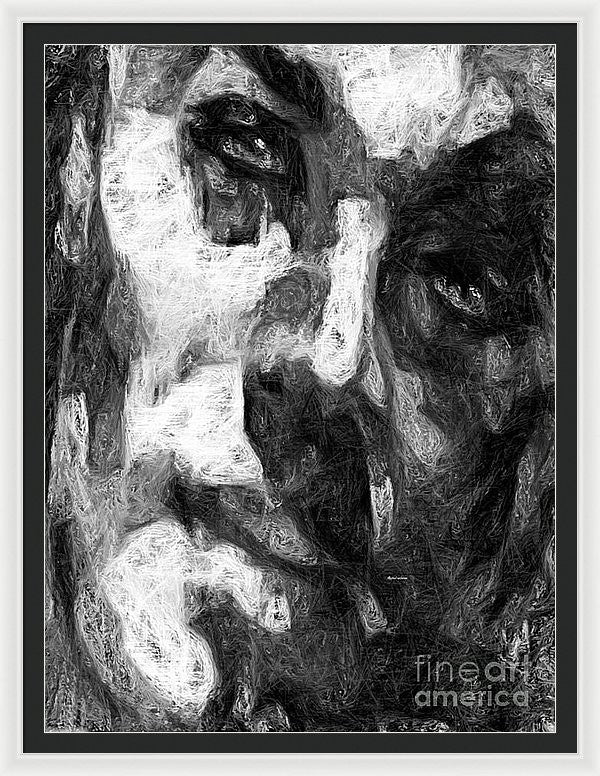 Framed Print - Black And White Male Face