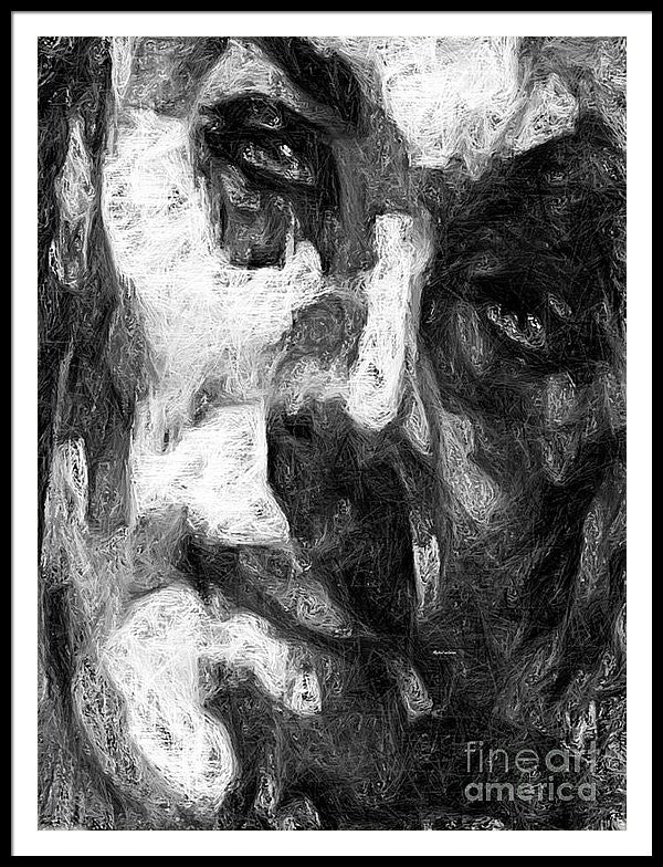 Framed Print - Black And White Male Face