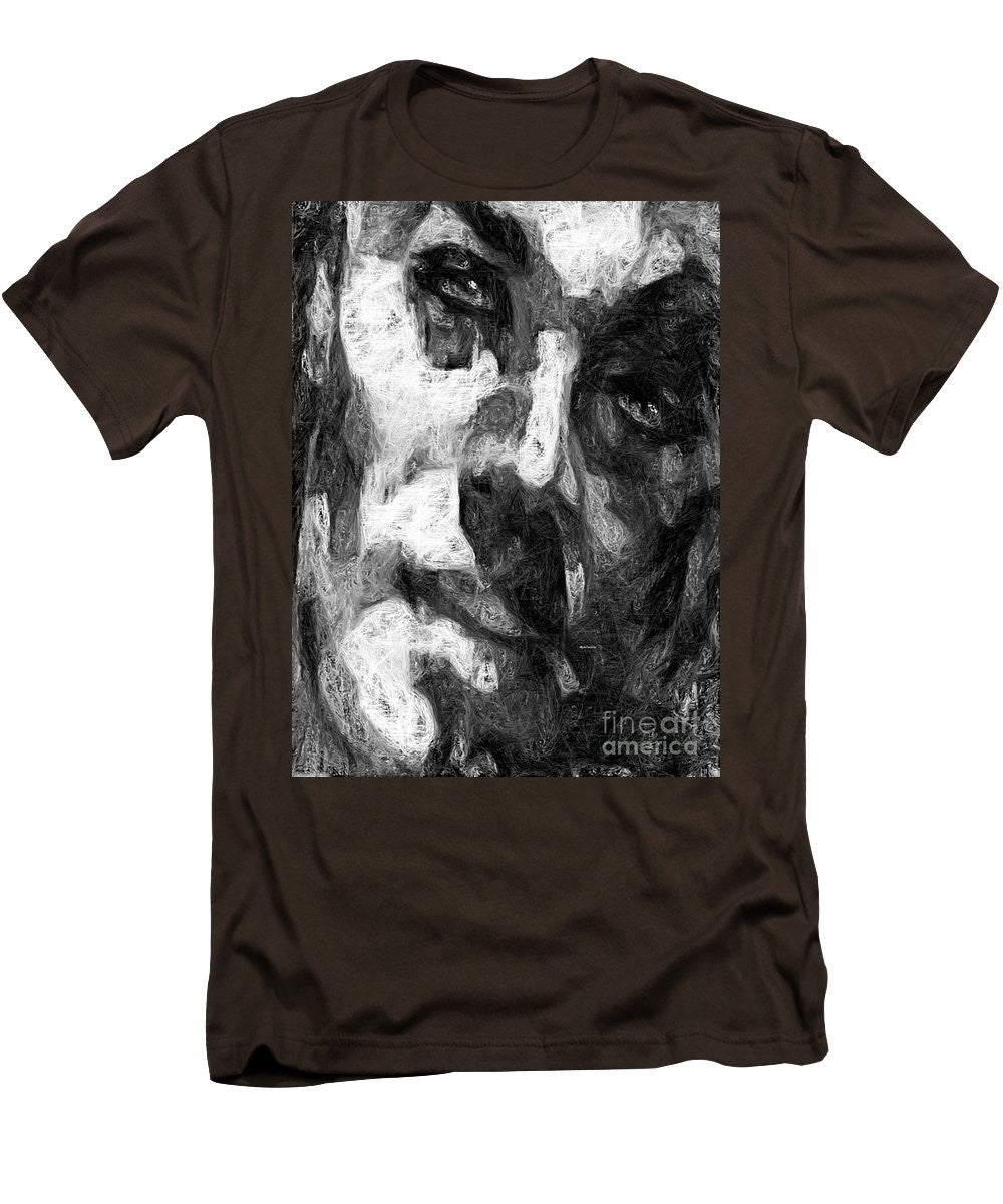 Men's T-Shirt (Slim Fit) - Black And White Male Face