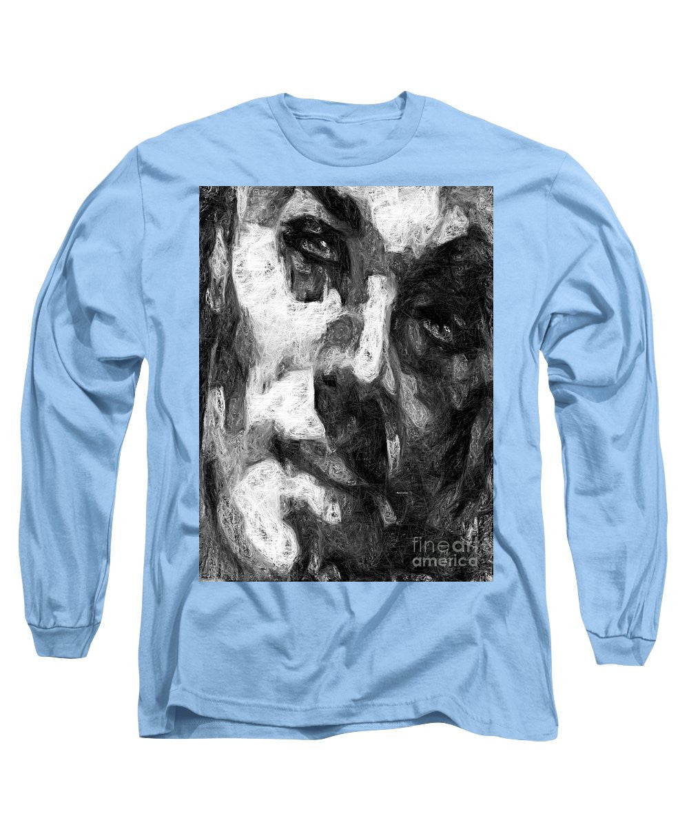 Long Sleeve T-Shirt - Black And White Male Face