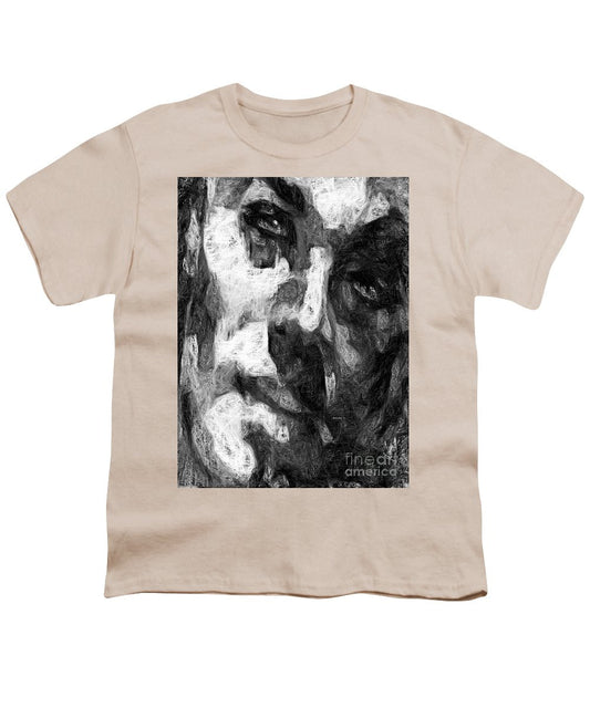 Youth T-Shirt - Black And White Male Face