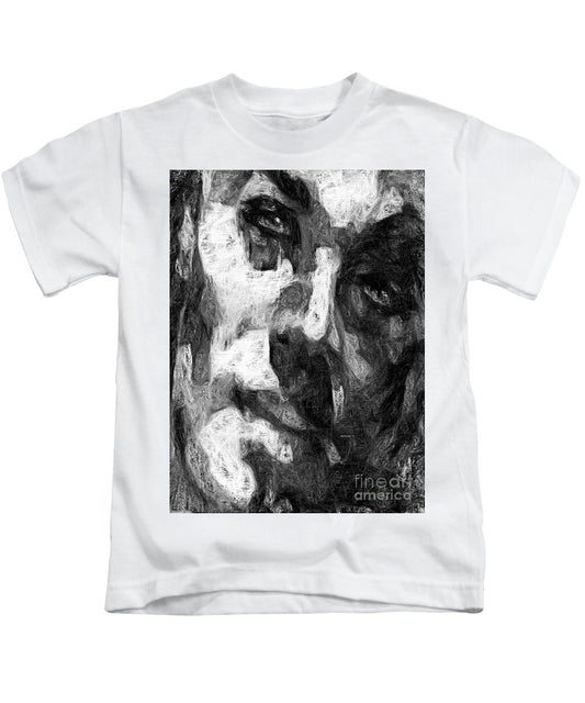 Kids T-Shirt - Black And White Male Face