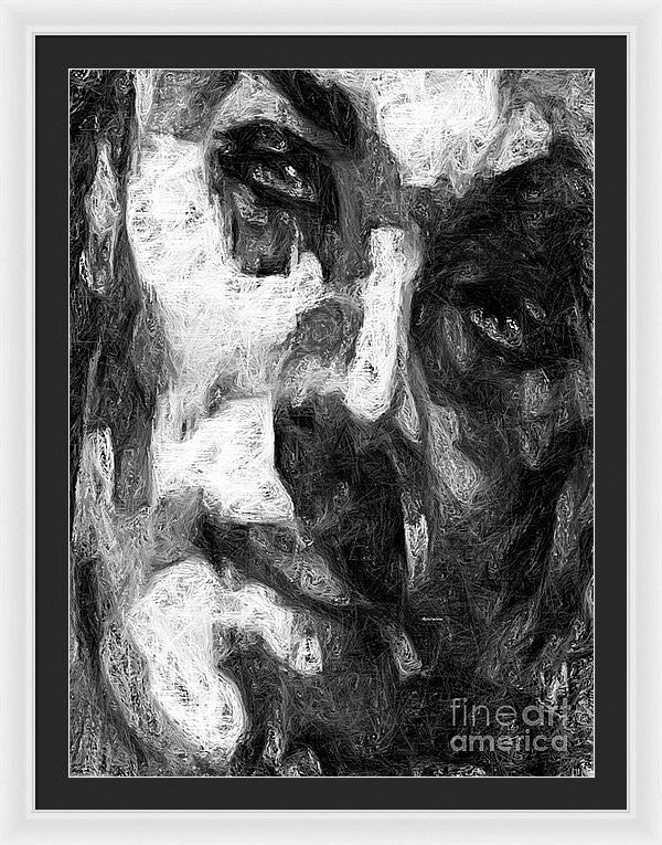 Framed Print - Black And White Male Face