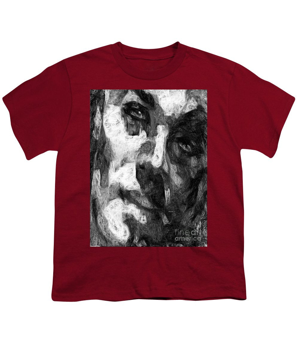 Youth T-Shirt - Black And White Male Face