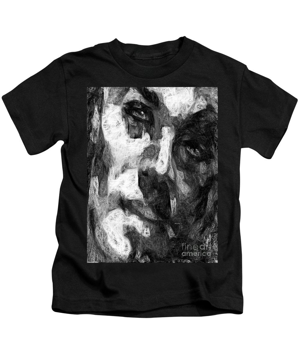 T-shirt pour enfant - Visage masculin noir et blanc