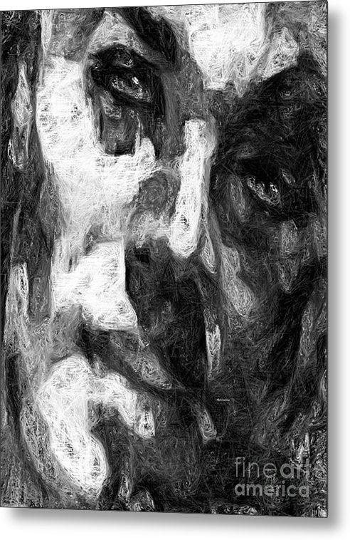 Metal Print - Black And White Male Face