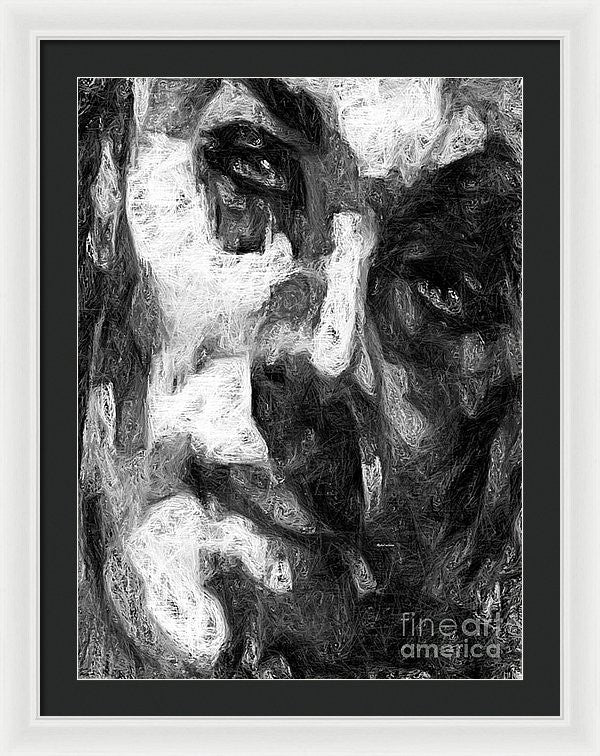 Framed Print - Black And White Male Face