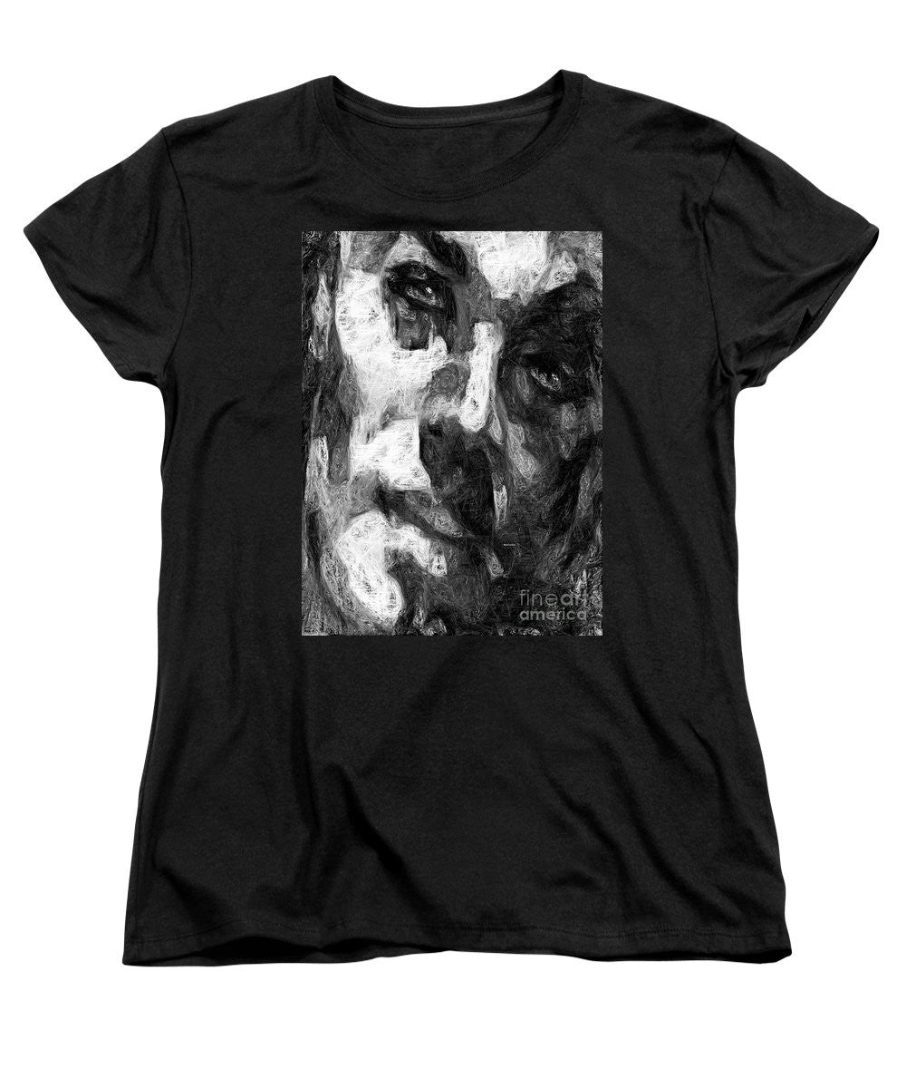 T-shirt femme (coupe standard) - Visage masculin noir et blanc