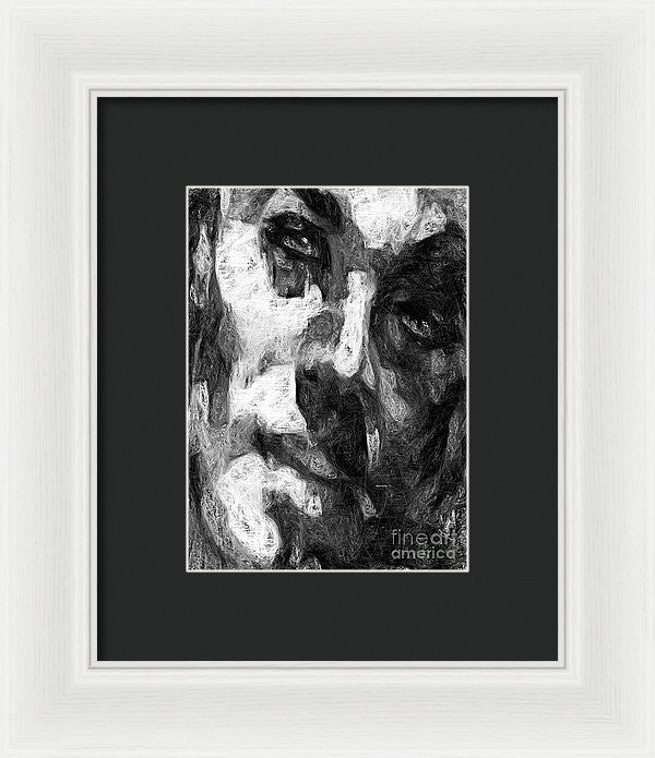 Framed Print - Black And White Male Face