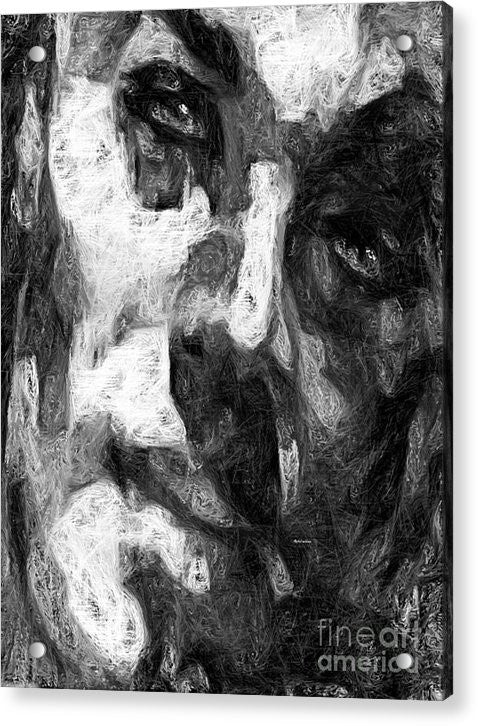 Acrylic Print - Black And White Male Face