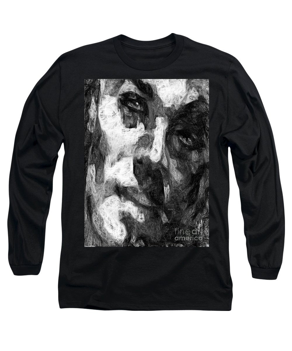 Long Sleeve T-Shirt - Black And White Male Face