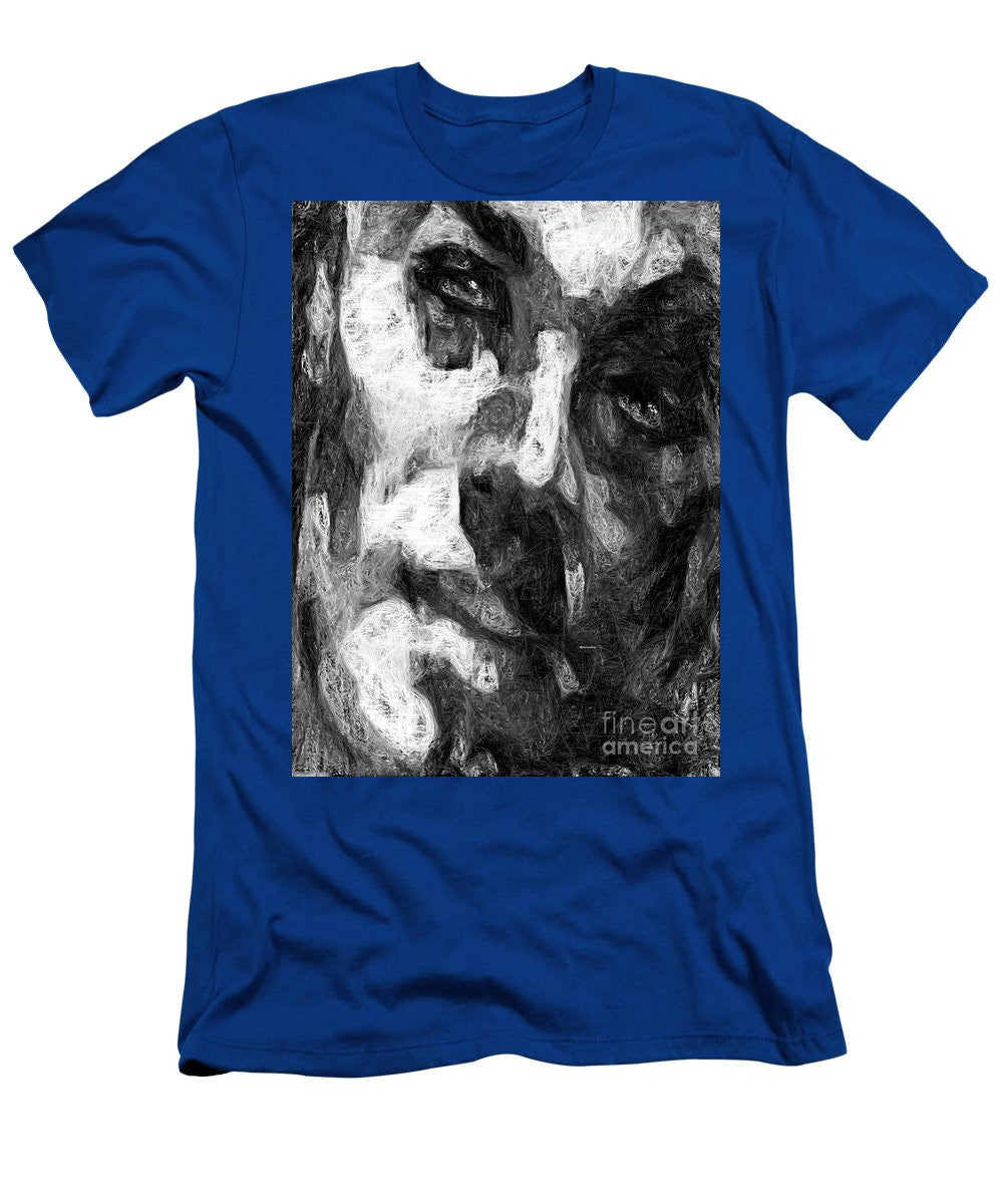 Men's T-Shirt (Slim Fit) - Black And White Male Face