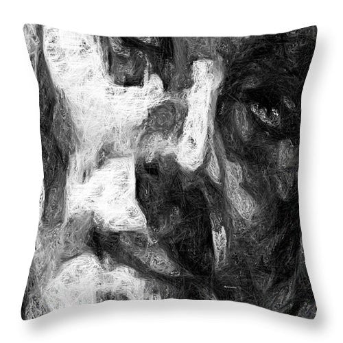 Throw Pillow - Black And White Male Face
