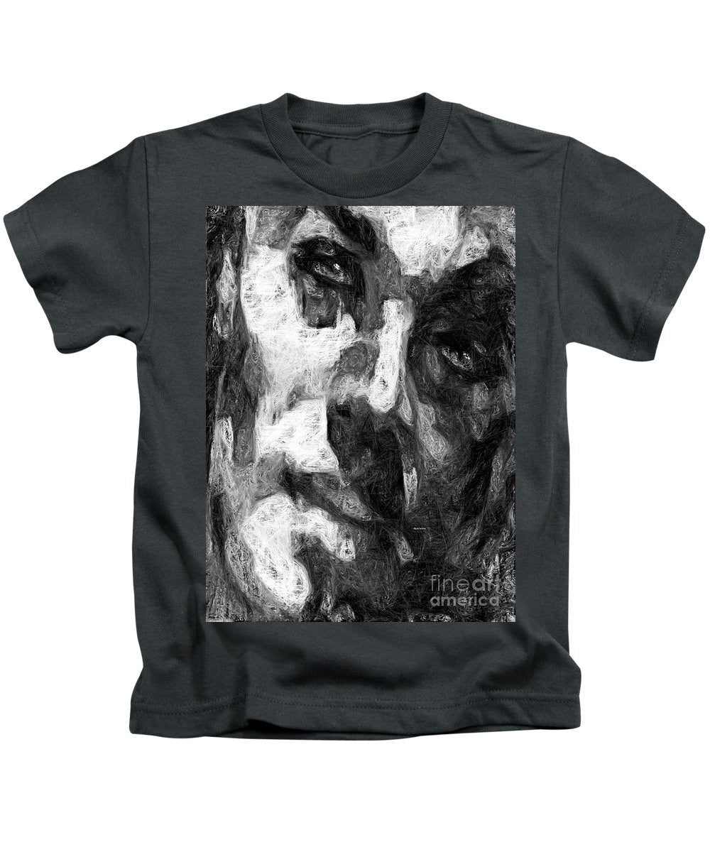 T-shirt pour enfant - Visage masculin noir et blanc